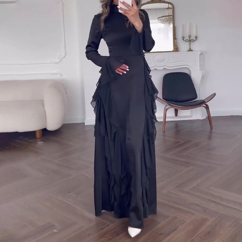 Robe sexy à manches évasées et taille haute pour femme