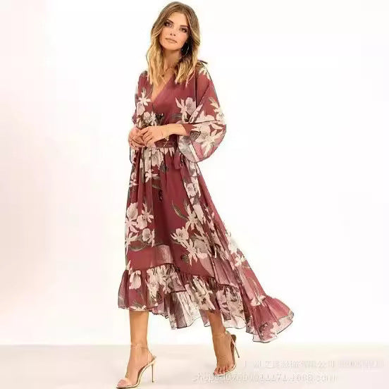 Robes en mousseline de soie à imprimé floral pour femmes