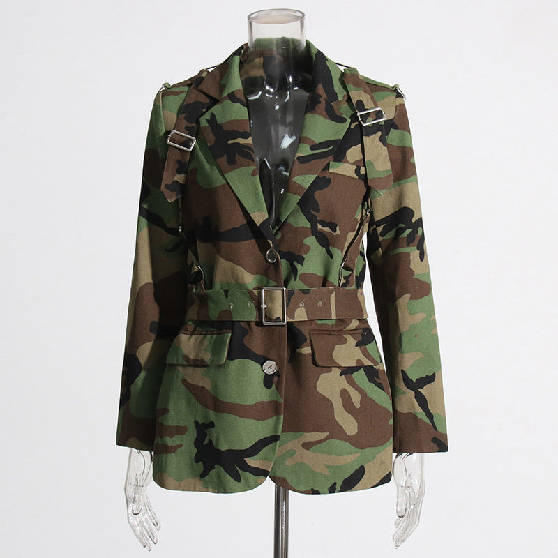 Women's Personalized Camouflage Niche Design Printed Slimming Blazers