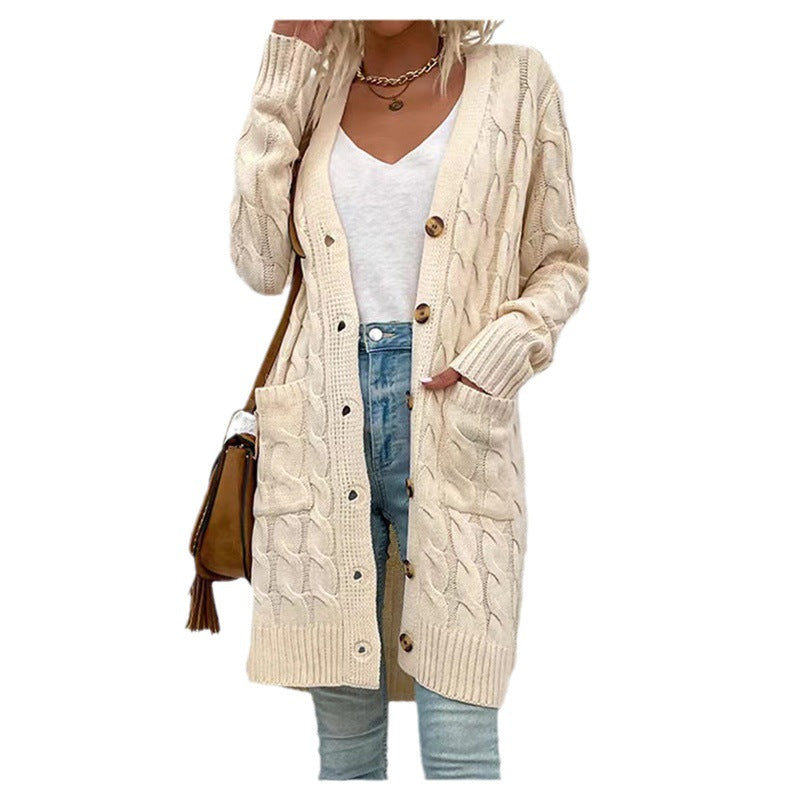 Women's Fashion Wear Outer Long Single Breasted Sweaters