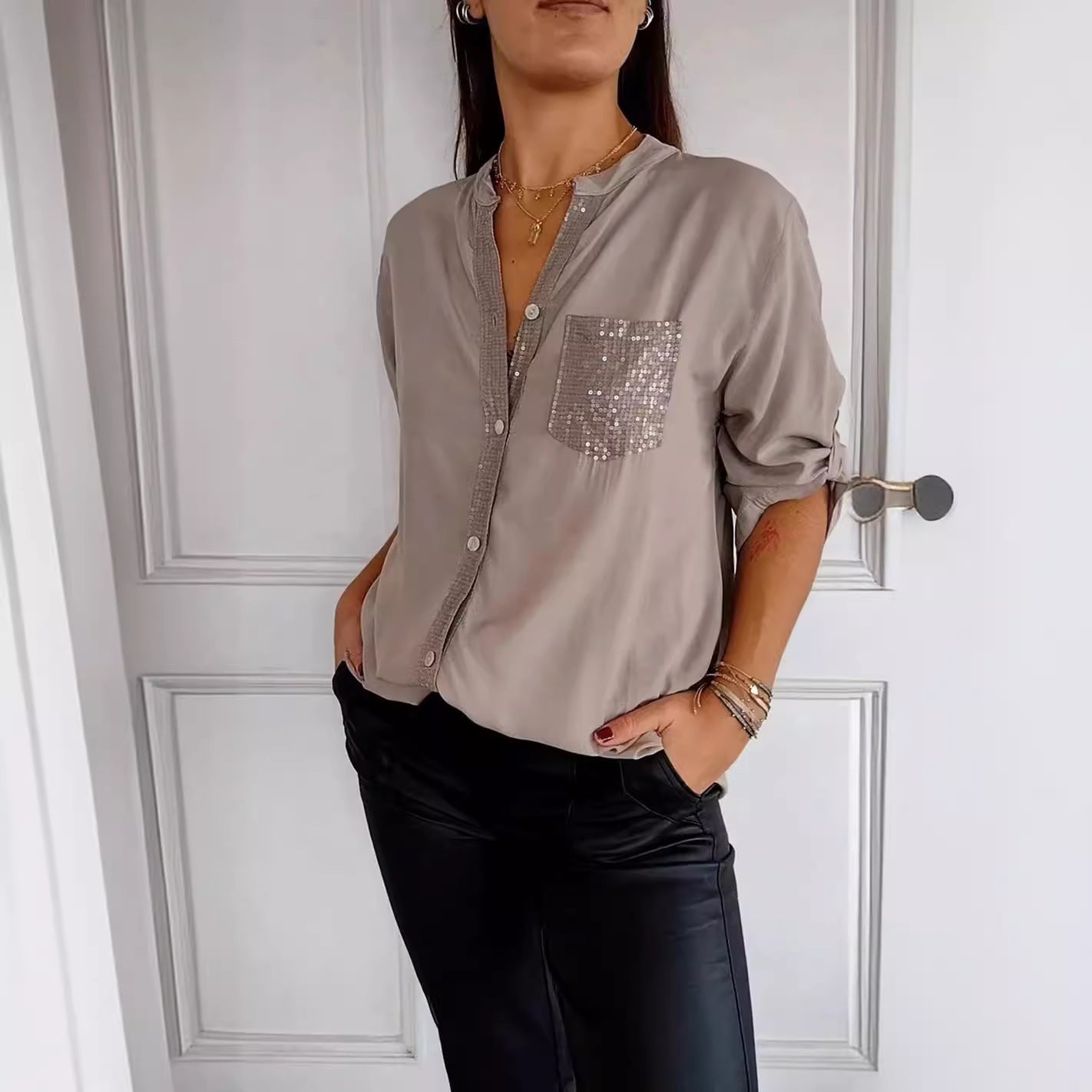 Comfortable Pretty Elegant Commute Style Shirt Blouses