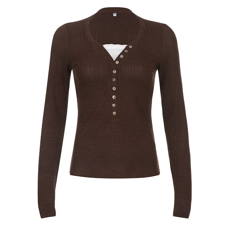 Autumn Slim Fit Slimming Fashion Brown Knitwear