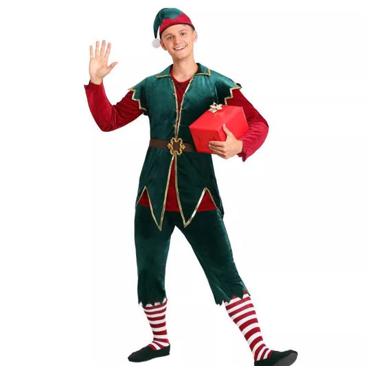 Split Green Christmas Couple Clown Stage Costumes