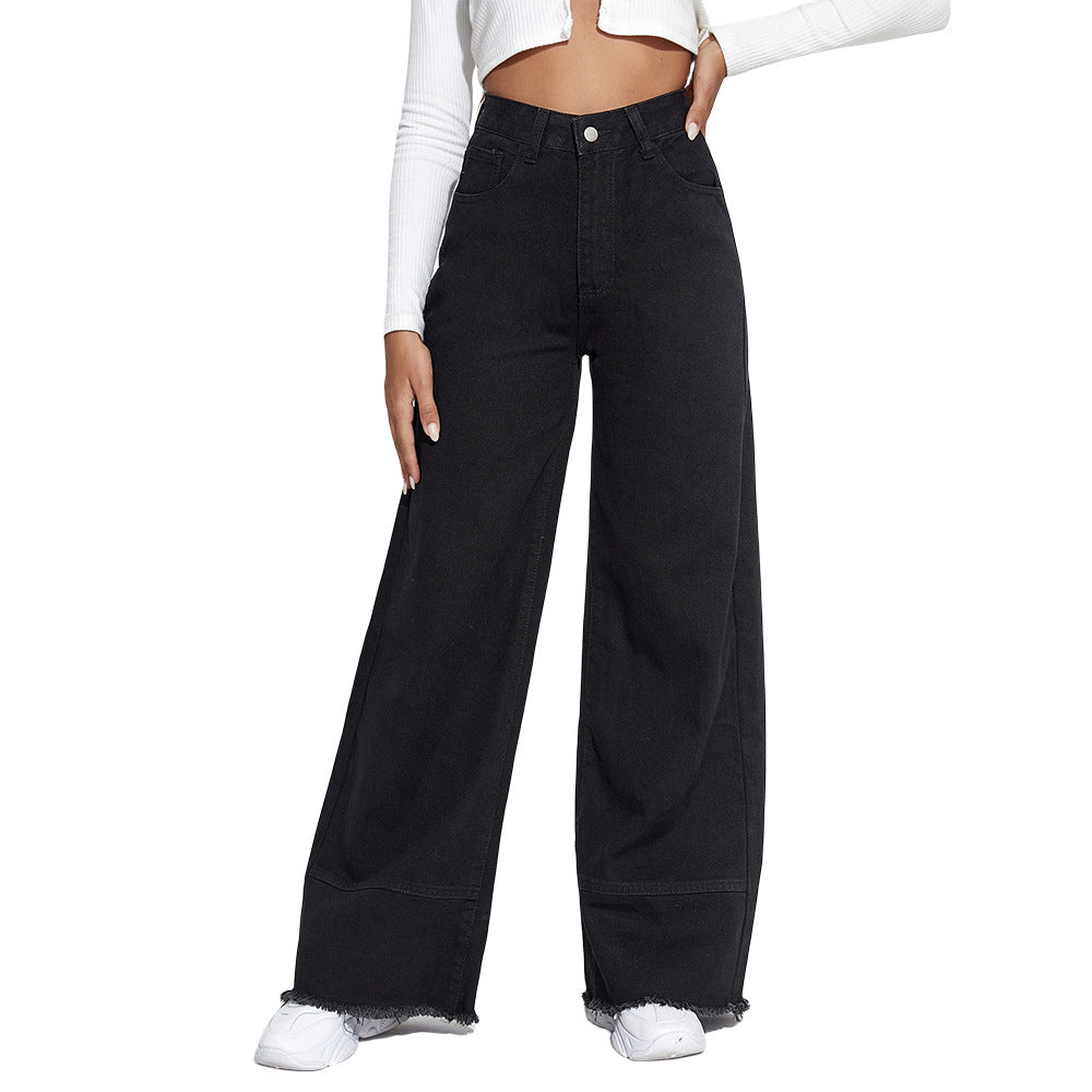 American Wide Leg High Waist Stitching Jeans