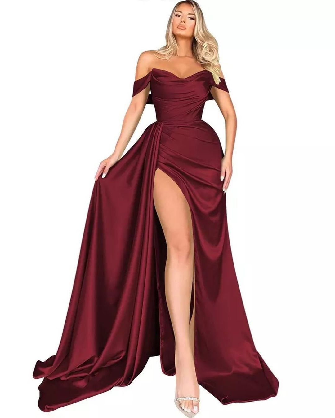 Banquet High Slit Sexy Host Slimming Evening Dresses