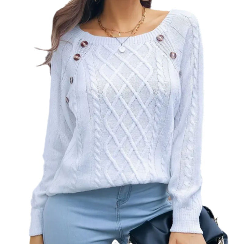 Women's Casual Square Collar Clinch Twist Knitted Knitwear