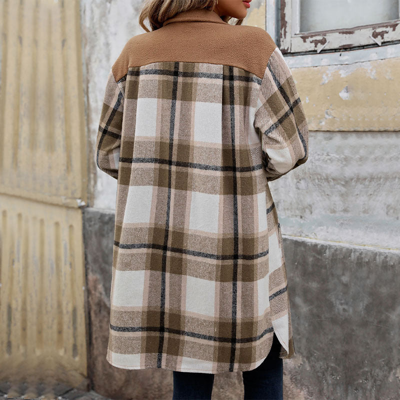 Women's Attractive Charming Brushed Plaid Long Coats