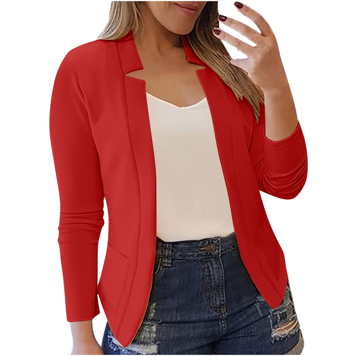 Women's Solid Color Leisure Professional Pocket Small Blazers