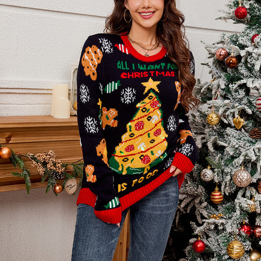 Women's Casual Loose Lazy Style Christmas Tree Sweaters