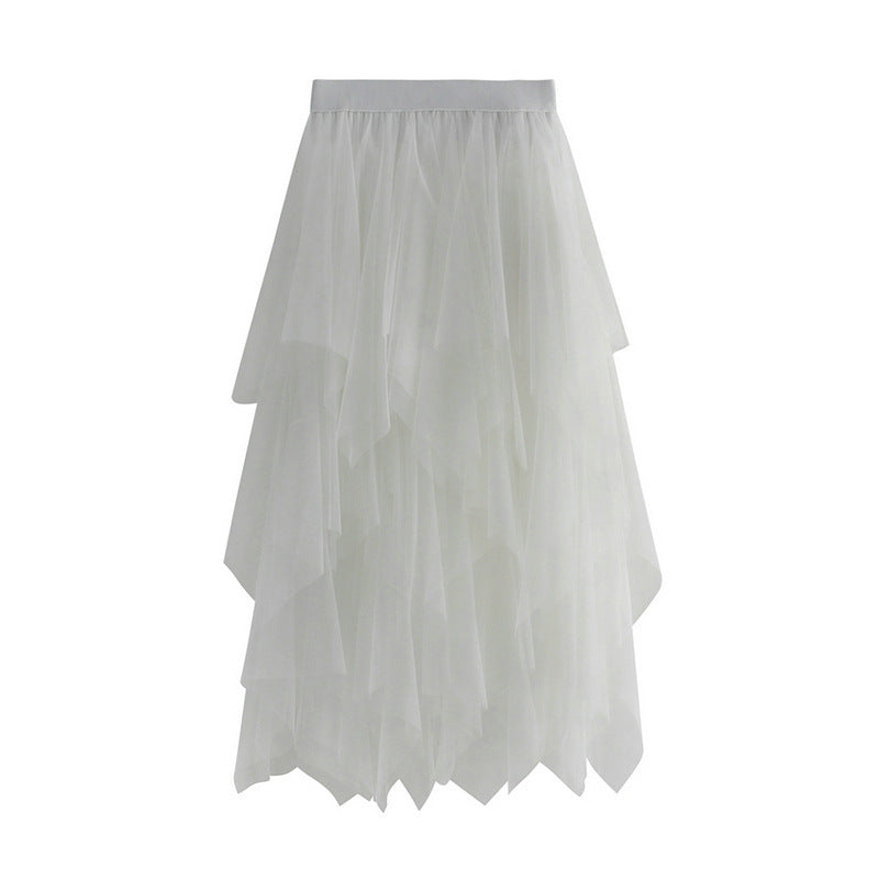 Women's Mesh Mid-length Spring Gauze High Waist Skirts