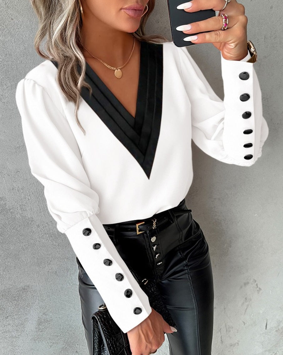 Women's Autumn Fashion Solid Color Long Sleeve Blouses