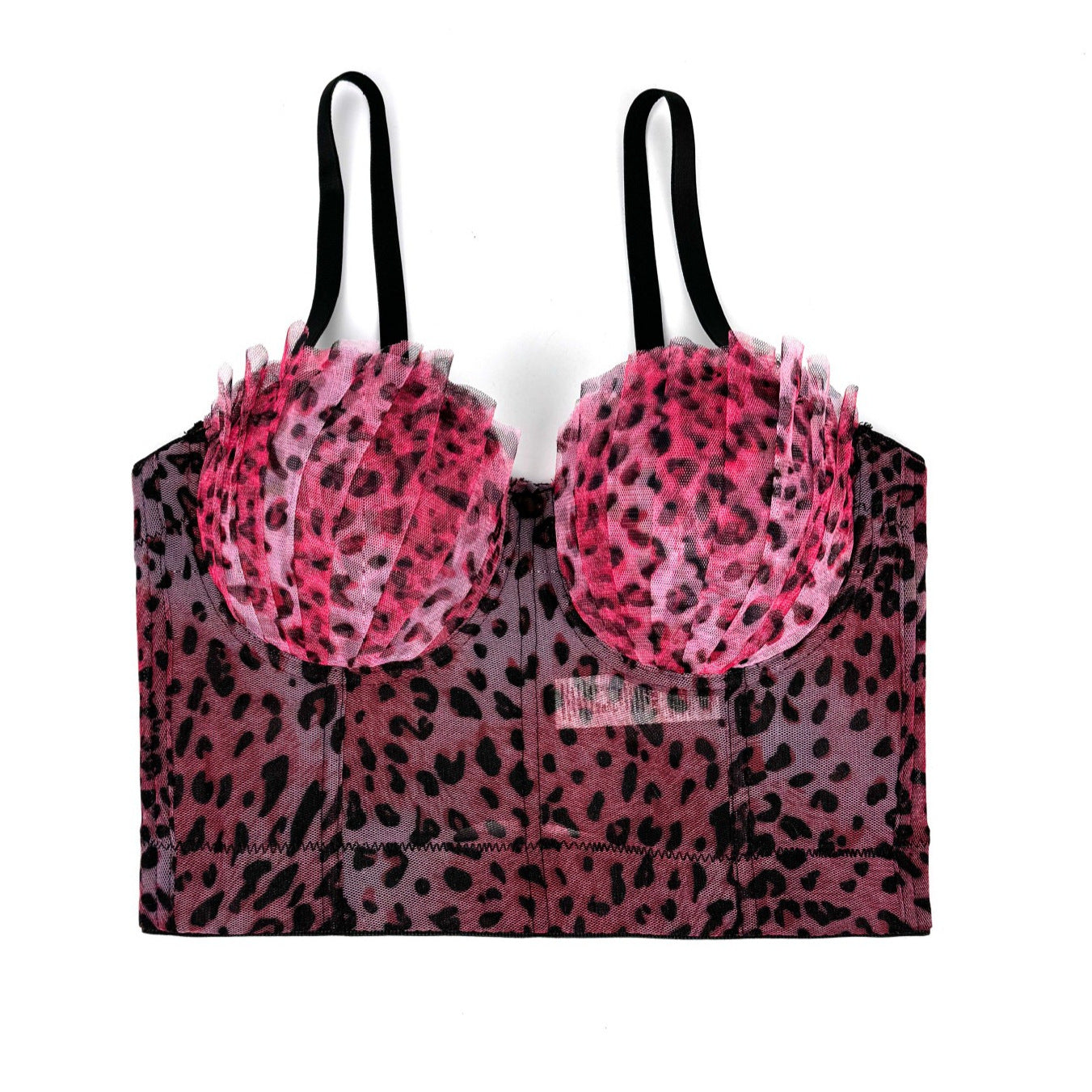 Design Pleated Tube Sexy Leopard Print Tops