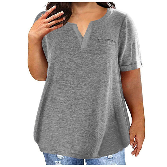 Women's Sleeve Pocket Loose T-shirt For Shorts