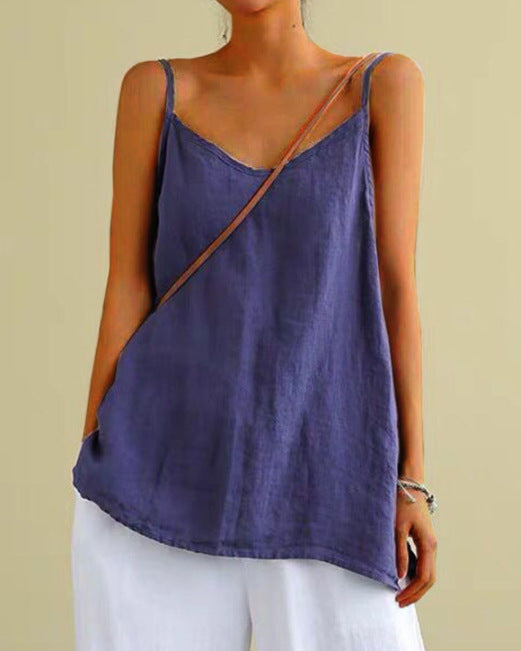 Women's Linen Sleeveless Summer Loose Inner Match Tops