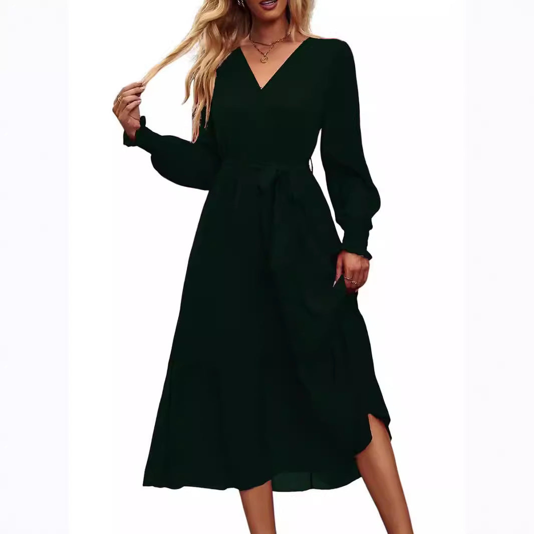 Women's Solid Color Long Sleeve Dress Dresses