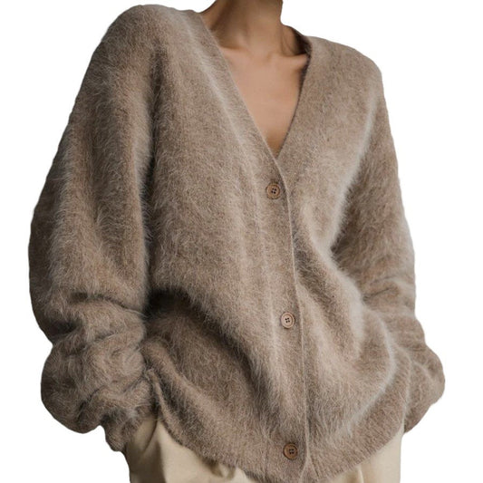 Women's Mink Veet Knitted Loose Solid Color Knitwear