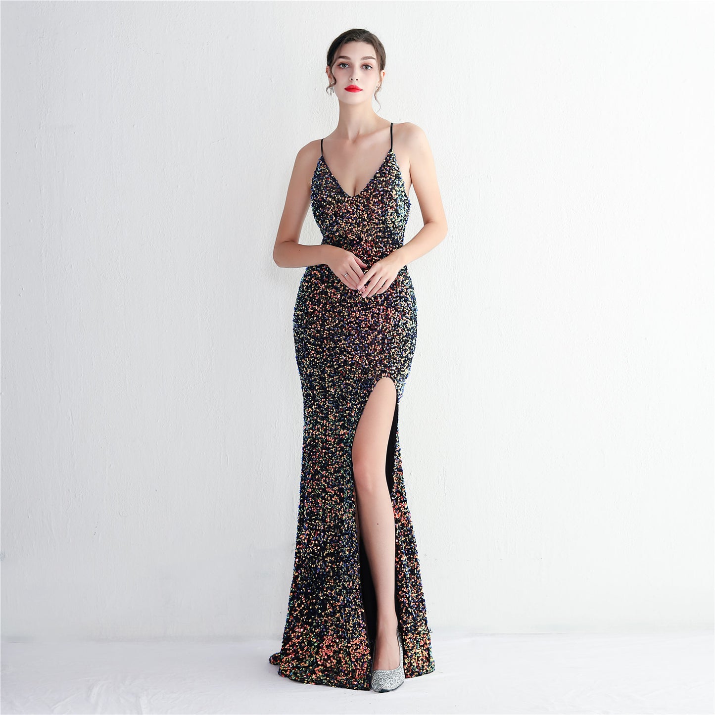 Veet Bottom Sequin Sling Party Sequined Dress Long Evening Dresses