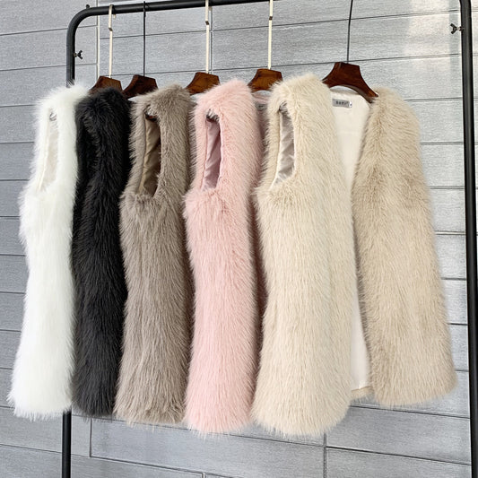 Women's Mid-length Fox Fur Warm Imitation Tuscan Coats