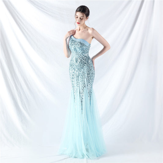 Dress Craft Bead Positioning Flower Sequin Evening Dresses