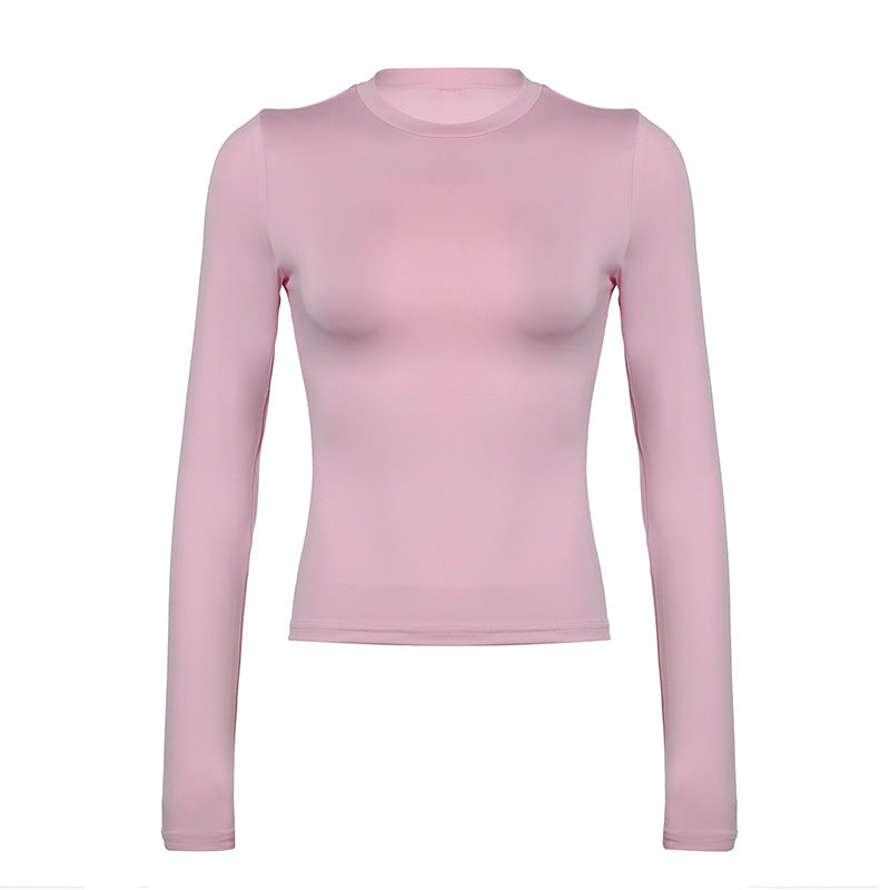 Women's Solid Color Simple Basic Round Neck Blouses