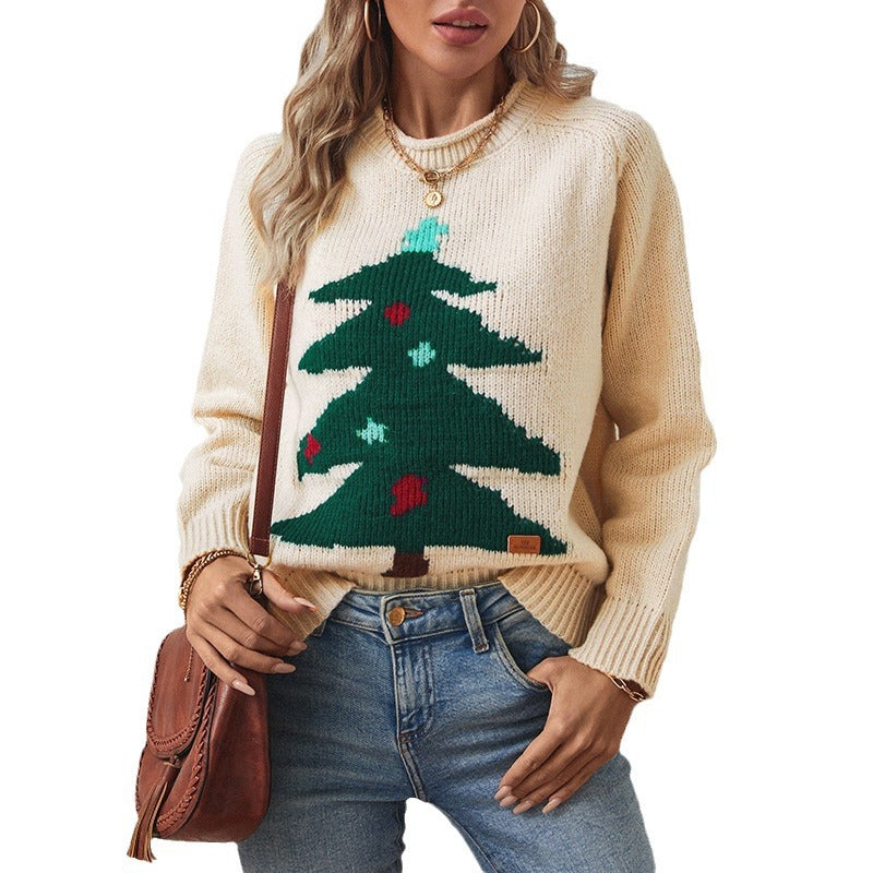 Women's Christmas Tree Pullover Style Loose Holiday Sweaters