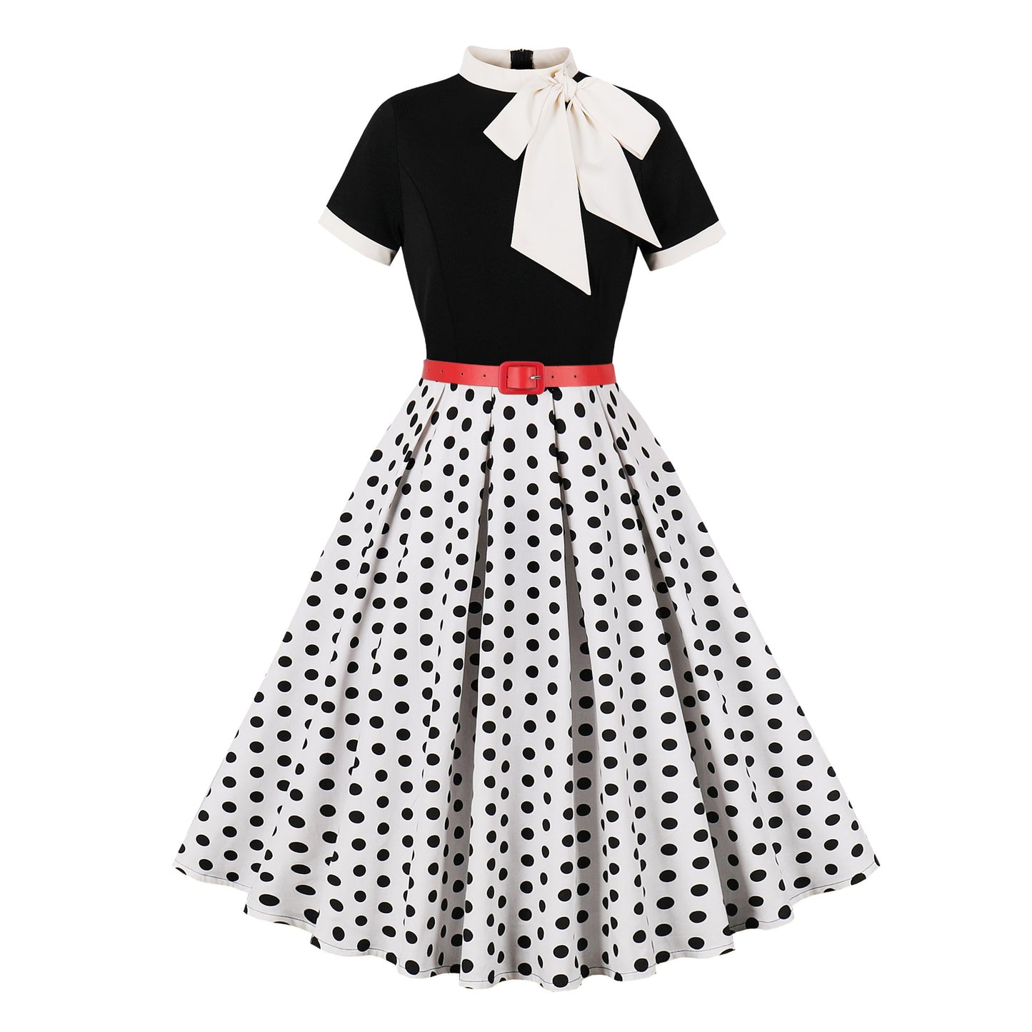 Vintage Hepburn Printed Floral Polka Dot Dresses