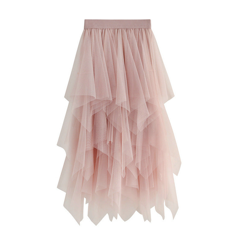 Women's Mesh Mid-length Spring Gauze High Waist Skirts