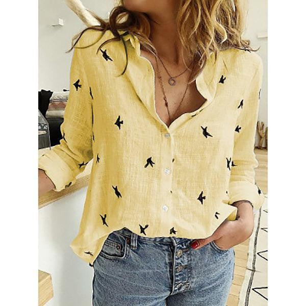 Women's Shirt Pure Casual Long-sleeved Linen Blouses