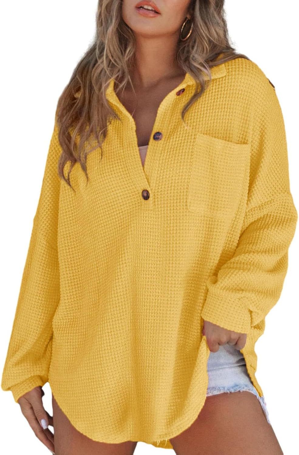 Women's Classic Cool Charming Waffle Knit Knitwear