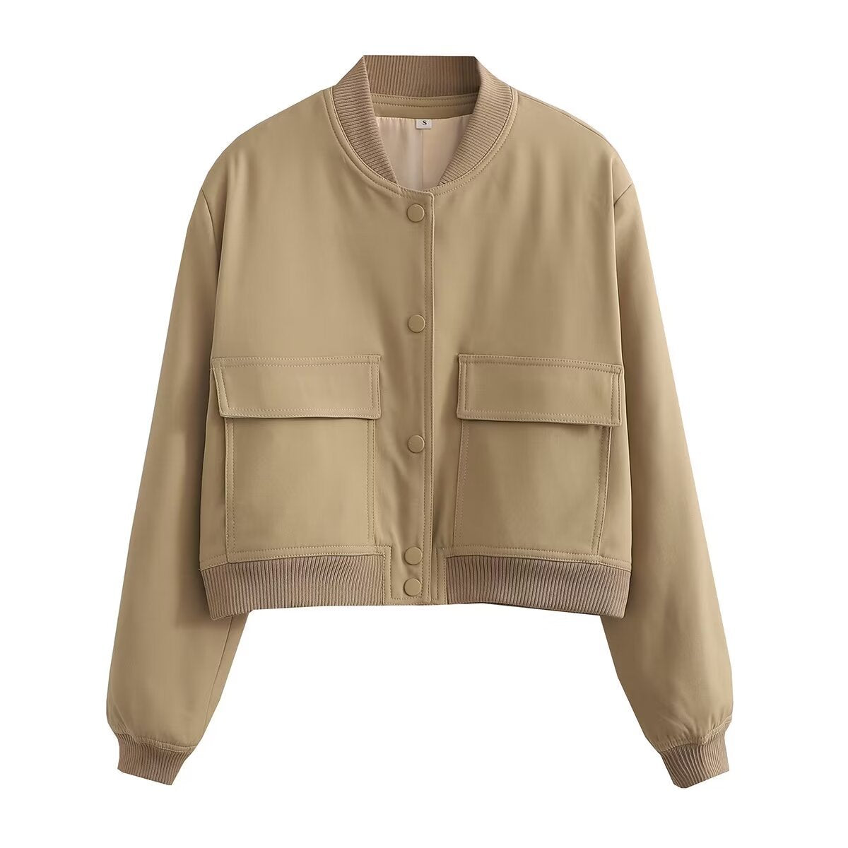 Women's Versatile Spring Large Pocket Bomber Coats