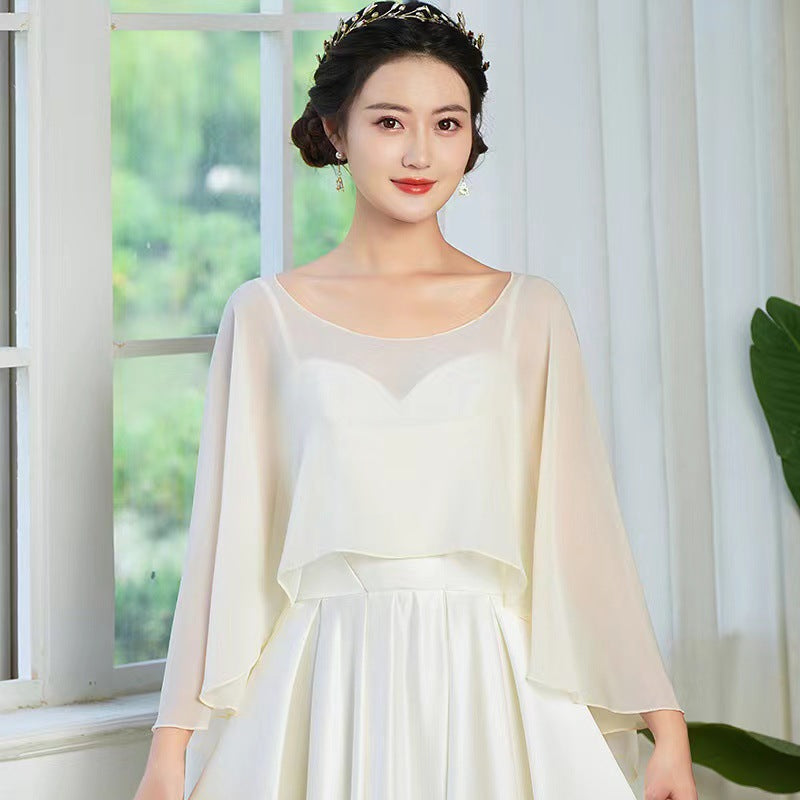 Thin Chiffon Pullover Shawl Dress Daily Blouses