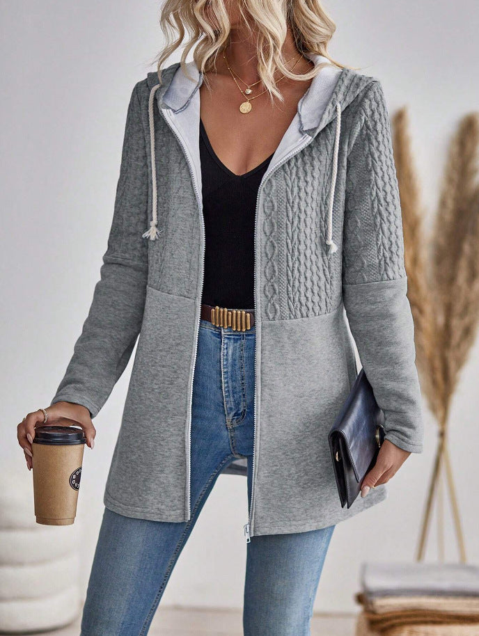 Women's Solid Color Corrugated Stitching Casual Loose-fitting Jackets