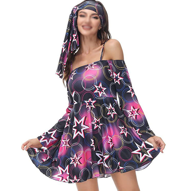 Robe imprimée d'automne pour femme, vêtements de génération Hippies pour Halloween