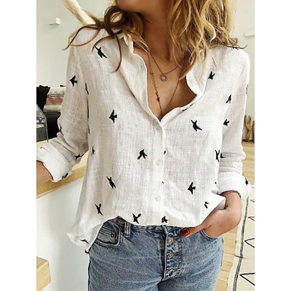 Women's Shirt Pure Casual Long-sleeved Linen Blouses