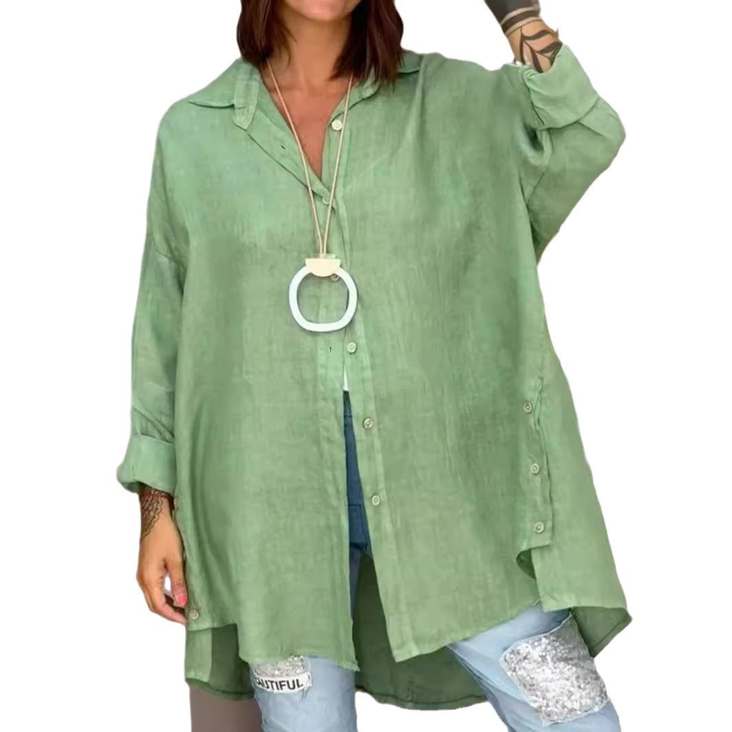 Women's Summer Solid Color Loose Regular Ninth Blouses