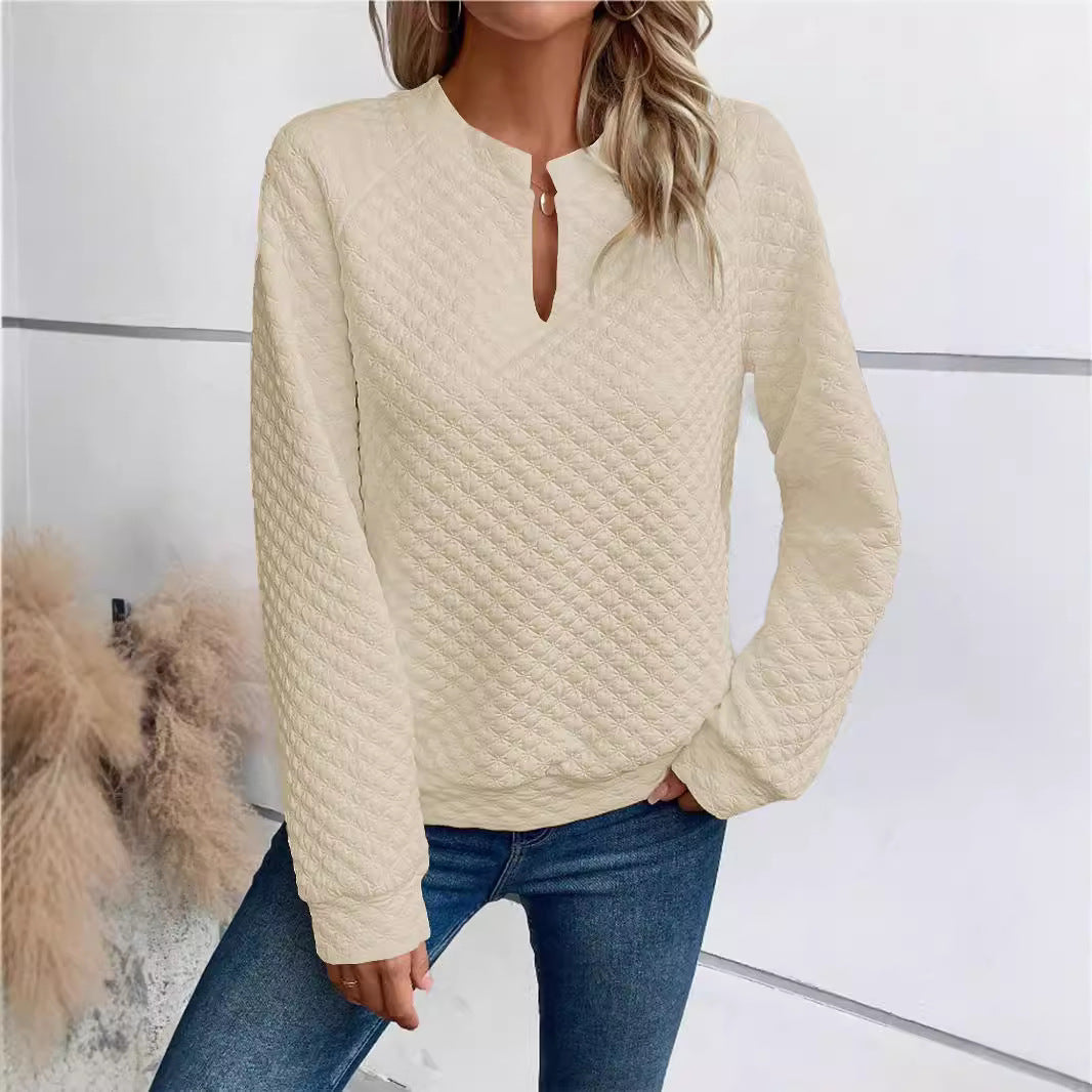 Women's Color Deep Stitching Long Sleeve Casual Sweaters