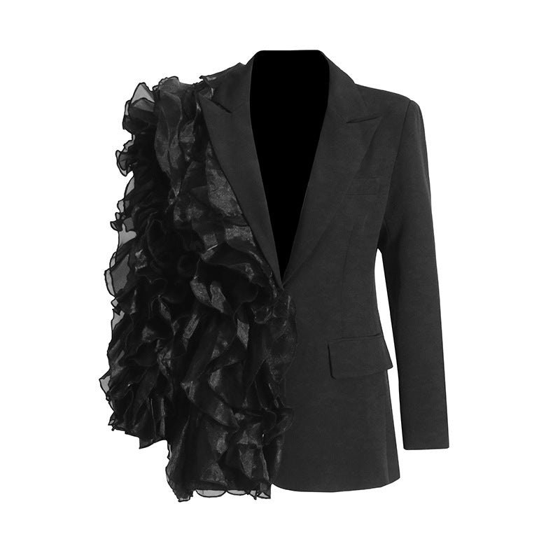 Women's High-grade Autumn Irregular With Personality Ruffled Slim Blazers