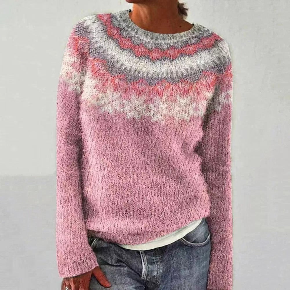 Women's Round Neck Multicolor Loose Fashion Pullover Sweaters