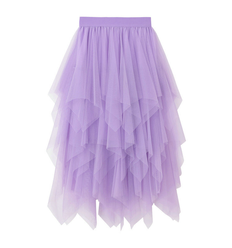 Women's Mesh Mid-length Spring Gauze High Waist Skirts