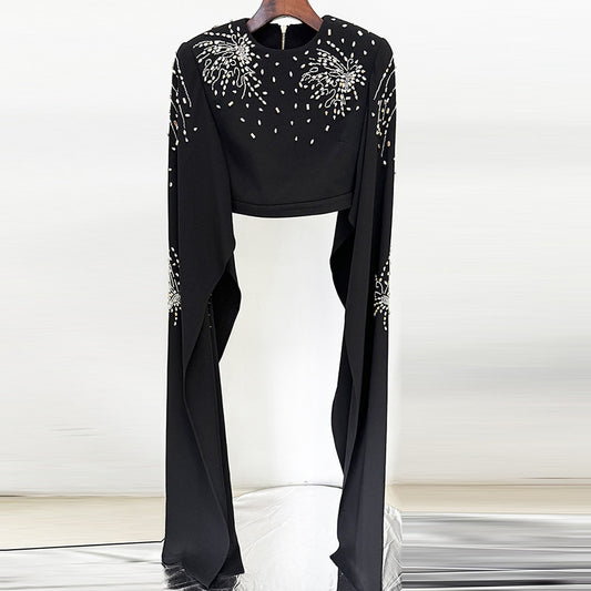 Fashion Lotus Leaf Sleeve Diamond Beaded Suits