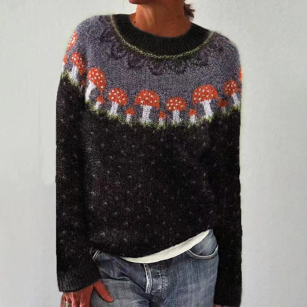 Women's Round Neck Multicolor Loose Fashion Pullover Sweaters