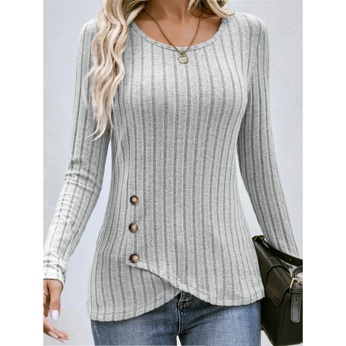 Women's Style Small Shirt Autumn Waist Round Neck Knitwear