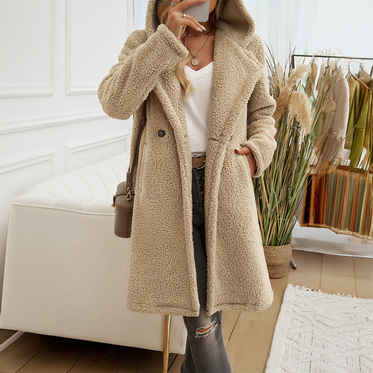 Women's Elegant Casual Loose-fitting Hoodie Knitted Coats