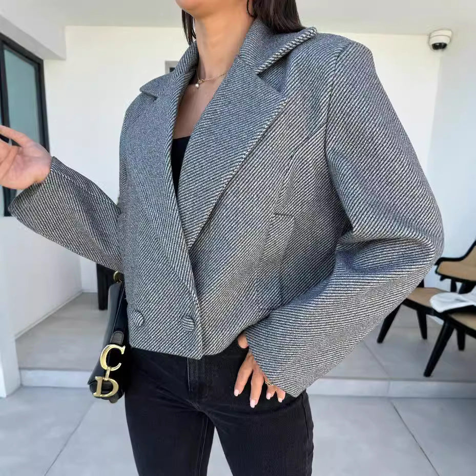 Women's Unique Fashion British Collar Woolen Blazers