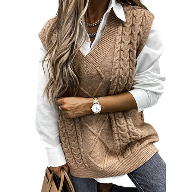 Women's Stylish Classic Source Sleeveless Twist Sweaters