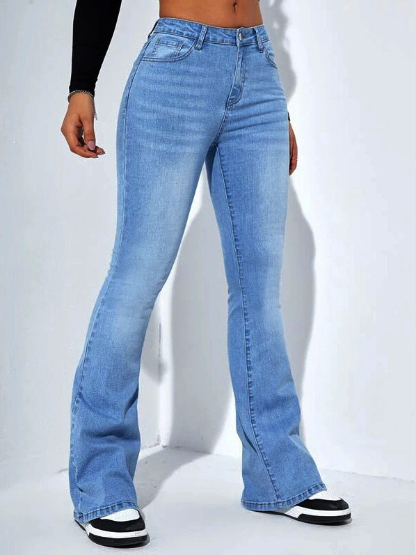 Waist Straight Slim Fit Slimming Versatile Jeans