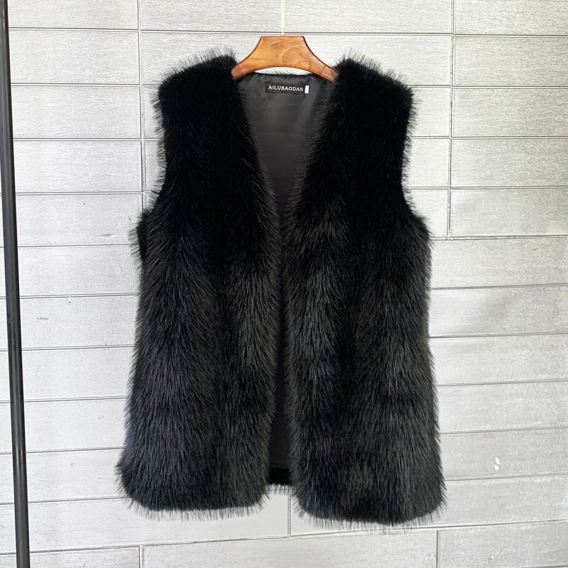 Women's Mid-length Fox Fur Warm Imitation Tuscan Coats