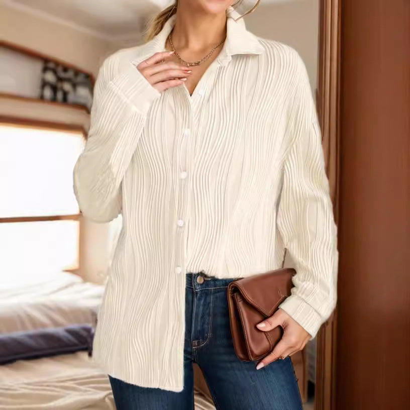 Women's Wave Texture Loose Fashion Shirt Blouses