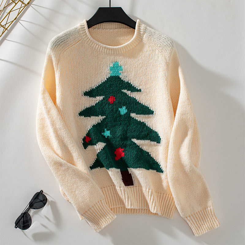 Women's Christmas Tree Pullover Style Loose Holiday Sweaters