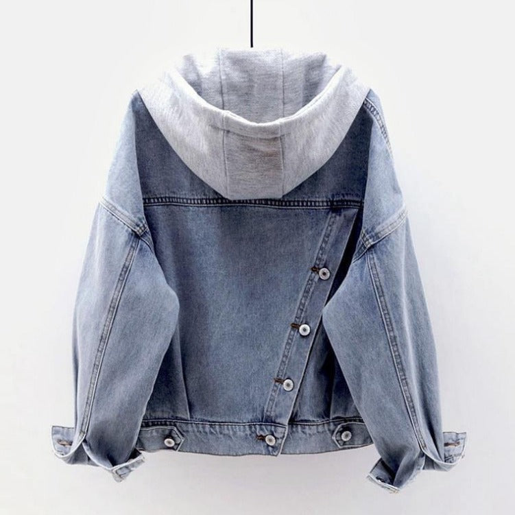 Women's Korean Style Hooded Denim Chic Large Jackets